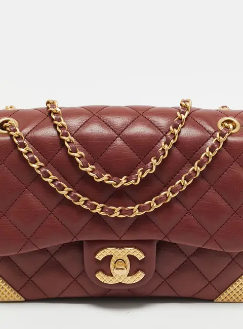 Chanel Rock The Corner Mini Dark Red Quilted Leather Flap Bag