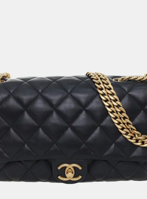 Chanel All Slide Quilted Black Leather Flap Bag