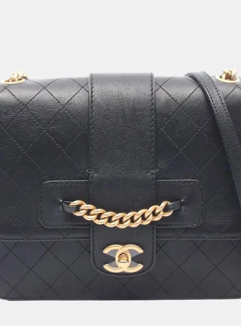 Chanel Matelasse Black Leather Shoulder Bag