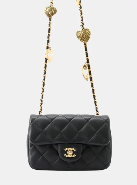 Chanel Matelasse Mini Black Lambskin Leather Shoulder Bag