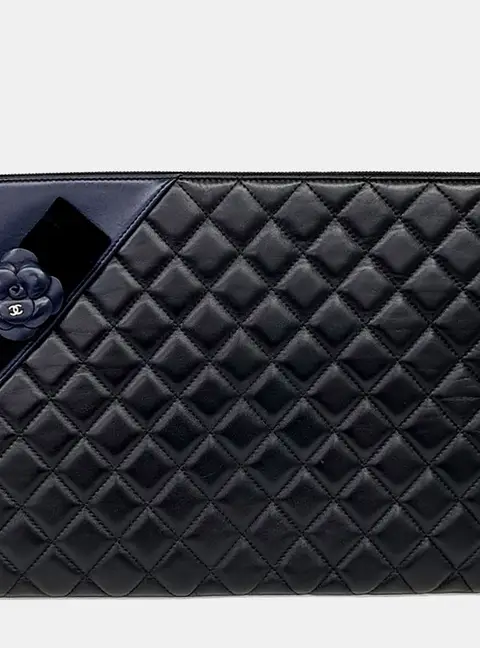 Chanel Multicolor Leather Camellia Clutch Large