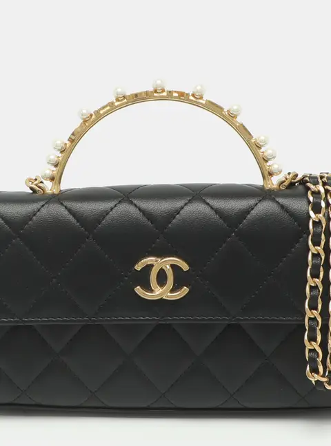 Chanel CC Embellished Black Quilted Leather Chain Bag