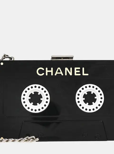 Chanel Cassette Tape Black Acrylic Clutch Bag