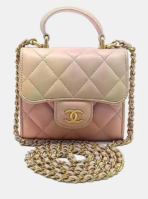 Chanel Multicolor Leather Lambskin Top Handle Mini Chain Crossbody Bag