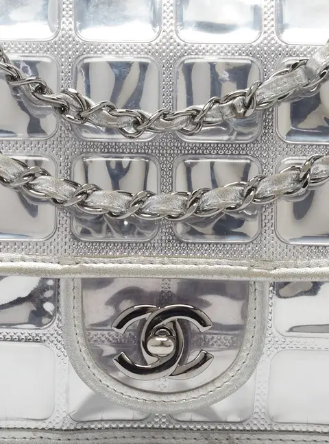 Chanel Ice Cube Limited Edition Silver PVC and Leather Flap Bag