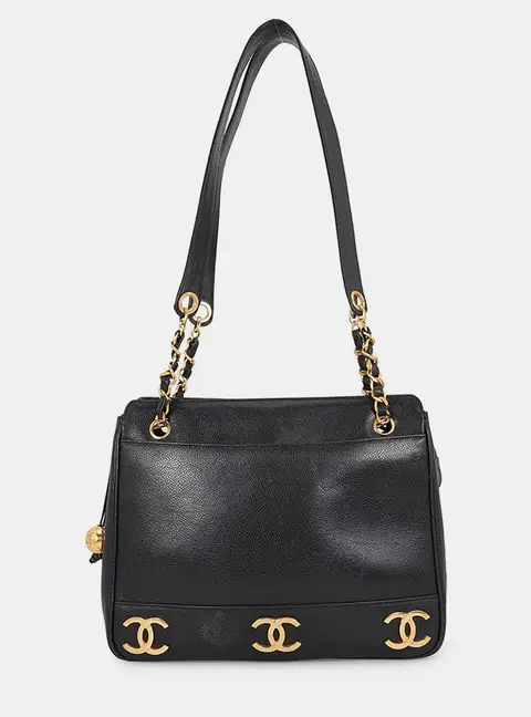 Chanel Triple Coco Chain shoulder Black Caviar Leather
