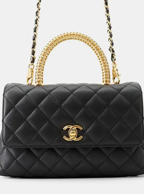 Chanel Coco Handle 2Wayhandbag Black Lambskin Size Xs