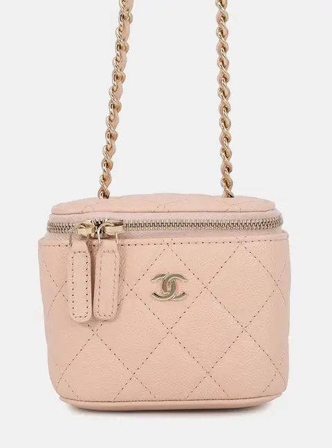 Chanel Matelasse Vanity Chain shoulder Bag Jasmin Flower Caviar Leather