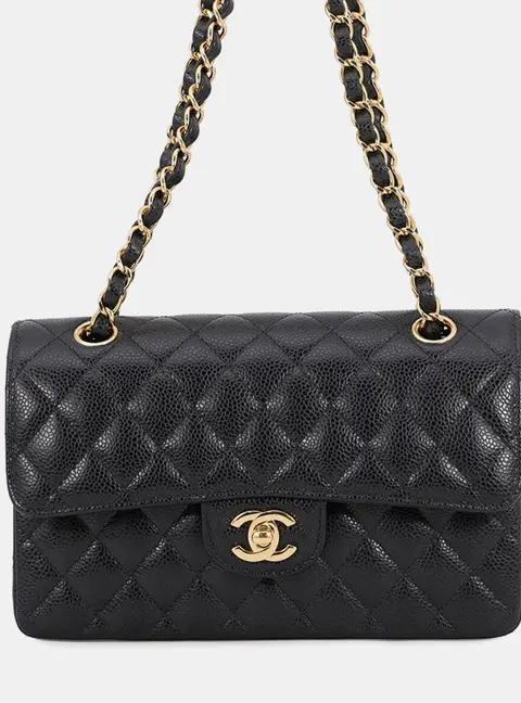 Chanel Matelasse W Flap Chain shoulder Bag Black Caviar Leather Size 23
