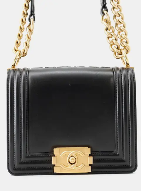 Chanel Boy Chanel Chain shoulder Bag Black Calf Leather