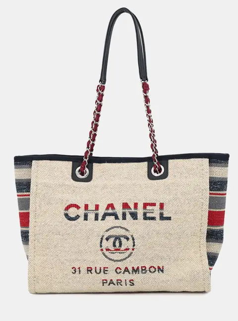 Chanel Deauville Beige/Multicolor Canvas Size Mm