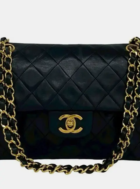 Chanel Classic Small Double Flap Black Lambskin Chain Shoulder Bag