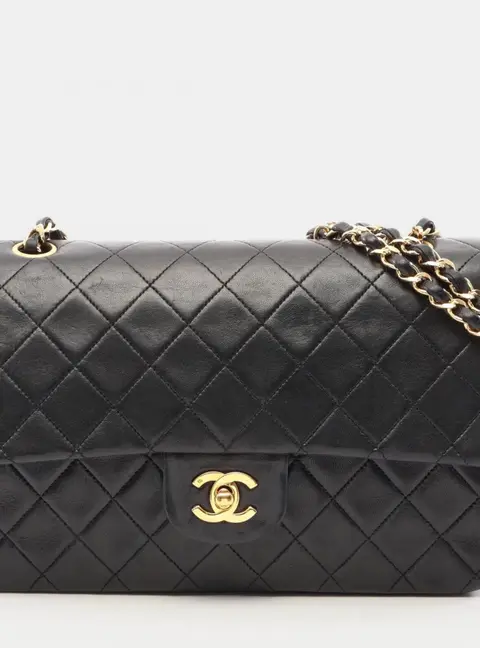 Chanel Classic Medium Black Lambskin Leather Shoulder Bag