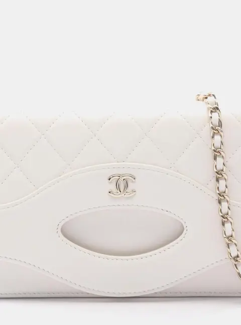 Chanel 31 Wallet on Chain White Quilted Shiny Lambskin Crossbody Bag