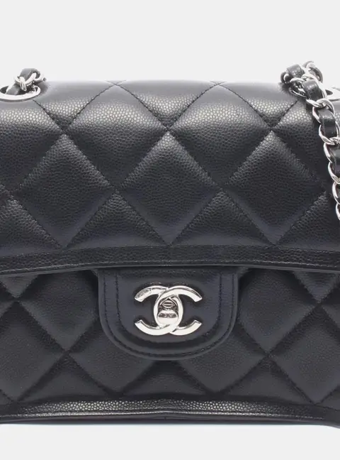 Chanel Black Quilted Leather Caviar Flap Bag