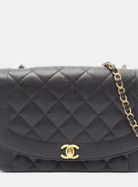 Chanel Diana Black Leather Shoulder Bag