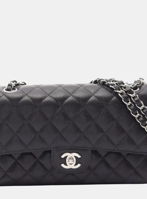 Chanel Classic Double Flap Black Caviar Leather Shoulder Bag