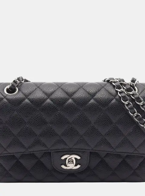 Chanel Classic Double Flap Jumbo Black Caviar Leather Shoulder Bag