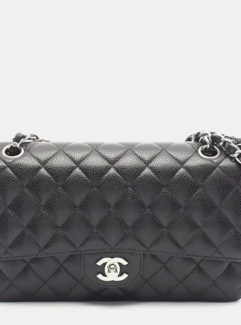 Chanel Classic Double Flap Black Caviar Leather Shoulder Bag
