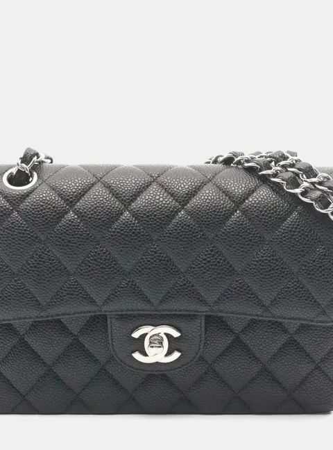 Chanel Classic Double Flap Black Caviar Leather Shoulder Bag