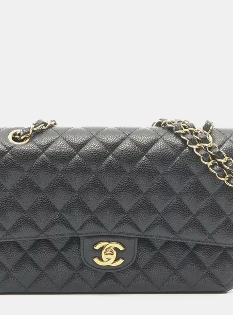 Chanel Classic Double Flap Medium Caviar Leather Shoulder Bag