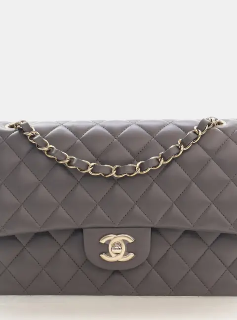 Chanel Classic Double Flap Medium Black Lambskin Leather Shoulder Bag