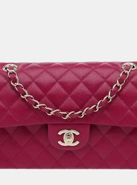 Chanel Classic Small Pink Grained Calfskin Leather Flap Bag