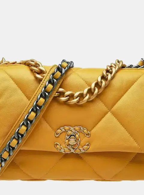 Chanel 19 Medium Yellow Lambskin Shoulder Bag