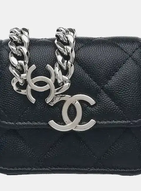 Chanel Quilted Enamel Top Handle Pick Me Up Mini Black Grained Calfskin Clutch Bag