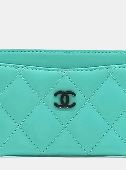 Chanel Blue Leather Lambskin Card Holder AP0213