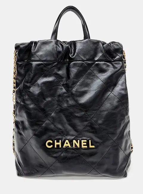 Chanel 22 Black Leather Backpack Small