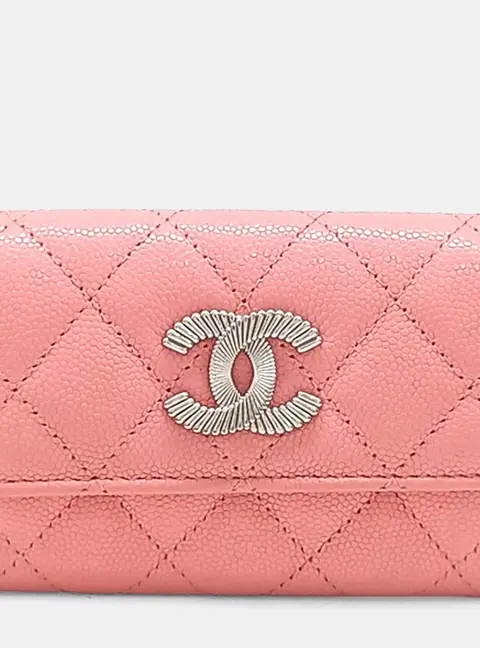 Chanel Pink Leather caviar card wallet