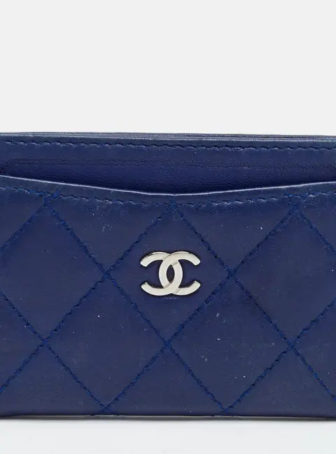 Chanel Classic Blue Quilted Leather Card Holder