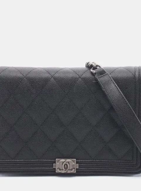 Chanel Boy Old Medium Black Calfskin Leather Shoulder Bag