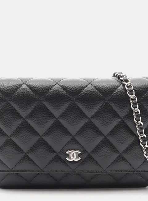 Chanel Classic Wallet on Chain Black Caviar Grained Calfskin Leather Crossbody Bag