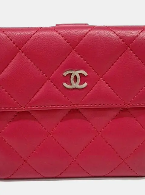 Chanel Red Leather lambskin wallet