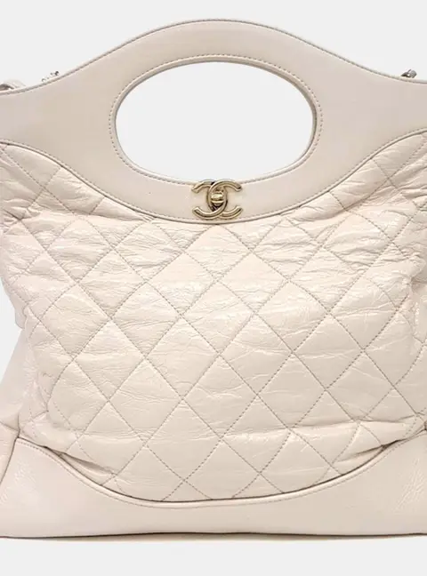 Chanel Beige Leather 31 Shopping Bag Small