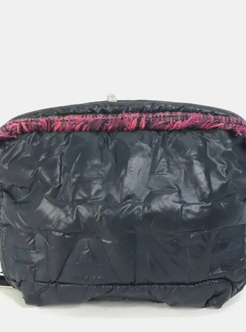 Chanel Coco Neige Navy Nylon Tweed Waist Belt Body Bag