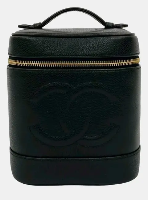 Chanel Timeless CC Medium Black Caviar Skin Top Handle Vanity Bag