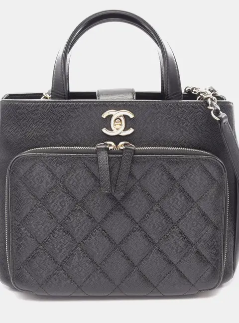 Chanel Business Affinity Small Black Grained Calfskin Leather Tote Bag