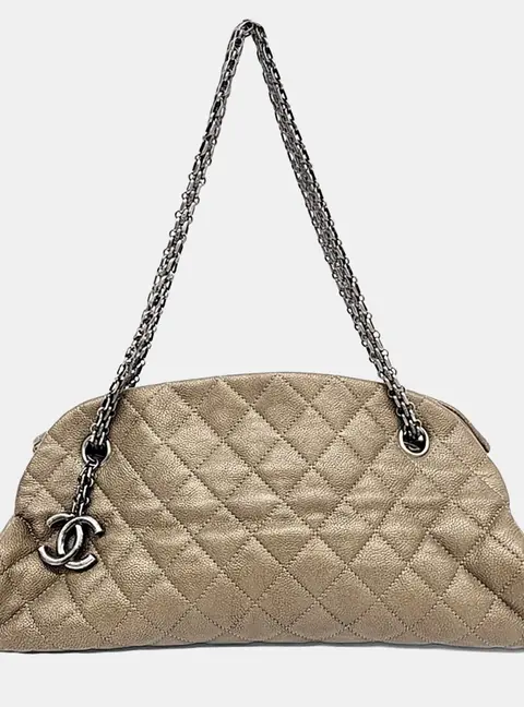 Chanel Mademoiselle Brown Leather Bowling Bag