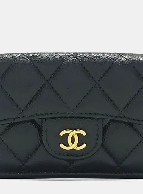 Chanel Classic Small Black Caviar Leather Wallet Bag
