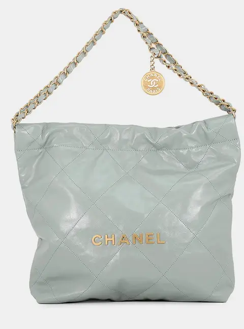Chanel Chanel22 Chain shoulder Bag Green Shiny Calf Leather Size Small