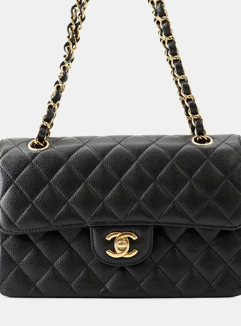 Chanel Matelasse23 Flap Chain Shoulder Bag Black Caviar Leather