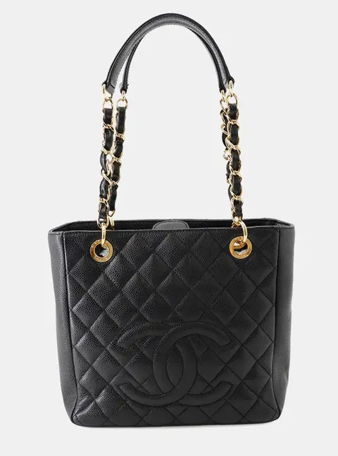 Chanel Matelasse Pst Chain Tote Black Caviar Leather