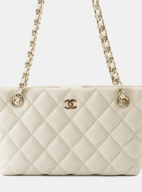 Chanel Timeless Classics Line Chain Clutch Bag Light Gray Caviar Leather