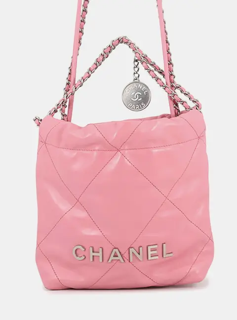 Chanel Chanel22 Chain Shoulder Bag Pink Shiny Calf Leather