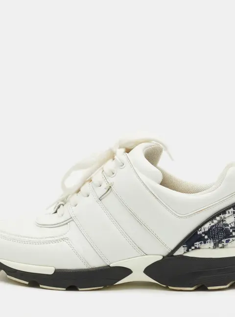 Chanel Black/ White Leather CC Logo Lace Up Sneakers Size 38