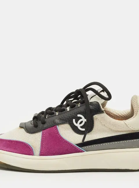Chanel CC Size 36 Multicolor Leather, Mesh and Suede Low Top Sneakers