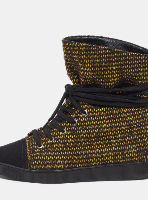 Chanel CC Size 39 Multicolor Canvas and Tweed High Top Sneakers